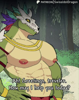 advertisement anthro balls big_muscles big_pecs bodily_fluids bone bone_mask bottomwear breath clothed clothing cum cumshot dialogue dialogue_box dialogue_choice ejaculation erection genital_fluids genitals groping_chest grunting humanoid_genitalia loincloth loincloth_only male mask masturbation muscular muscular_anthro muscular_male nipples nude obscured_penetration orgasm panting patreon_logo pec_grab pecs penis skull skull_mask solo sound_effects text topless vitor_swissidoldragon patreon terraria witch_doctor_(terraria) lihzahrd lizardman reptile scalie animated digital_media_(artwork) long_playtime pixel_(artwork) pixel_animation preview sound url video
