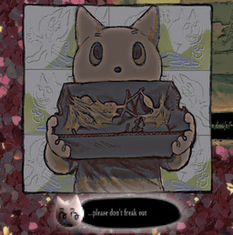 ambiguous_gender anthro box cardboard cardboard_box chibi chrysalis clothed clothing container dialogue heart_symbol pointy_ears prick_ears shirt solo text toony topwear white_body y2k_(graphic_design) plastiboo domestic_cat felid feline felis mammal 2021 digital_media_(artwork) english_text hi_res