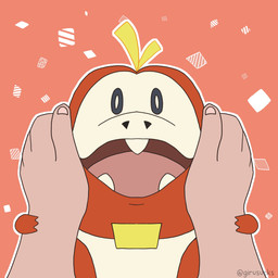 ambiguous_gender face_squish looking_at_viewer pattern_background simple_background smile solo squish teeth tongue girusucks_(artist) nintendo pokemon fuecoco generation_9_pokemon pokemon_(species) 1:1 absurd_res hi_res