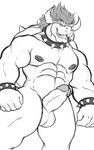 abs accessory anthro balls biceps big_muscles big_penis collar erection eyebrows genitals hair huge_muscles huge_penis looking_back male muscular muscular_male nude penis solo spiked_collar spikes teeth gerosandias081 mario_bros nintendo bowser koopa reptile scalie turtle hi_res