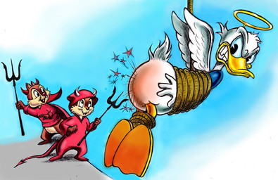angel_costume anthro avian_butt beak bottomless brown_body brown_fur butt butt_torture clothed clothing costume devil_costume feathers fur group holidays male monobutt pain pitchfork reddened_butt tail tail_feathers tools trio white_body white_feathers zdrer456 disney halloween chip_(disney) dale_(disney) donald_duck anatid anseriform avian bird chipmunk duck ground_squirrel mammal rodent sciurid