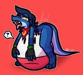 3_toes 4_fingers ambiguous_gender black_eyes blue_hair blue_penis blush bodily_fluids clothing confusion cum cum_on_body cute_fangs duo erection eye_roll fangs feet fingerless_gloves fingers genital_fluids genitals glans gloves green_clothing green_gloves green_handwear hair half-closed_eyes handwear interspecies kerchief looking_at_another looking_pleasured looking_up male male/ambiguous mostly_nude motion_lines narrowed_eyes no_pupils open_mouth orgasm penis pink_glans pupils purple_eyes purple_pupils question_mark red_body red_kerchief sharp_teeth speech_bubble teeth thrusting toes tongue tongue_out white_body yellow_kerchief ultilix nintendo pokemon ulti_(ultilix) electrode_(pokemon) generation_1_pokemon lizard pokemon_(species) reptile scalie 2025