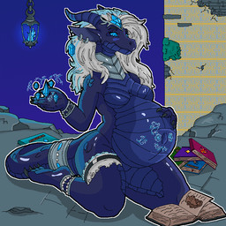 anthro belly big_belly blue_body blue_scales book breasts collar crystal female grey_hair grey_hairband hair huge_belly hyper hyper_belly hyper_pregnancy magic magic_user metal_collar metal_jewelry navel non-mammal_breasts non-mammal_hair non-mammal_navel pregnant pregnant_anthro pregnant_female rapid_pregnancy scales solo unusual_pregnancy makseqs mythology dragon mythological_creature mythological_scalie scalie 1:1