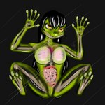 4_toes 5_fingers anthro bone feet female fingers glass guts intestines organs skeleton solo toes translucent translucent_body translucent_skin thed4rk1ord amphibian frog glass_frog hi_res