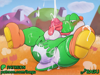 anal anthro autofellatio autotonguejob ball_lick balls blocked_egg blush bodily_fluids butt clothing cum cum_everywhere cum_on_own_tongue cum_on_self cum_on_tongue cumshot egg egg_in_ass egg_insertion ejaculation erection footwear footwear_only genital_fluids genitals green_body green_eyes humanoid_genitalia humanoid_penis improvised_sex_toy licking long_tongue lying male masturbation messy mostly_nude nude object_in_ass oral oral_masturbation outside oviposition penetration penile penile_masturbation penis pink_penis sex shoes shoes_only sitting solo spread_legs spreading tongue tongue_out tonguejob vaginal_oviposition bagu conditional_dnp mario_bros nintendo dinosaur prehistoric_species reptile scalie yoshi alternate_version_at_paywall hi_res