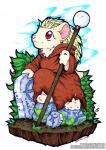 3_toes anthro chibi clothed clothing feet female fully_clothed leaf looking_up outside red_eyes robe solo staff toes tombstone o-kemono ayeph albino eulipotyphlan hedgehog mammal 2018 marker_(artwork) traditional_media_(artwork)