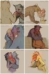 ambiguous_gender border duo female french_kissing hug kissing kissing_cheek kissing_hand kissing_neck male male/ambiguous male/female male/male white_border karbik_(artist) guild_wars karbik_(fursona) canid canine capybara caviid charr dinosaur dromaeosaurid felid feline lynx mammal prehistoric_species reptile rodent scalie theropod 2023 hi_res multiple_images