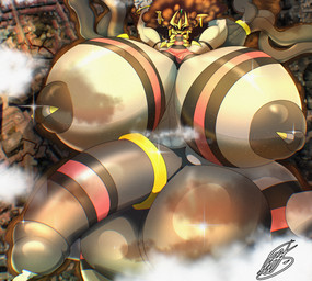 accessory anthro balls big_balls big_breasts big_penis bodily_fluids breasts brown_hair city city_background cock_ring female genital_fluids genitals gynomorph hair huge_balls huge_breasts huge_penis hyper hyper_genitalia hyper_penis intersex jewelry looking_at_viewer macro nipple_piercing nipples nude penis penis_accessory penis_jewelry piercing smile solo solo_focus text shieradevil nintendo pokemon fan_character shiera_(shieradevil) generation_4_pokemon giratina legendary_pokemon pokemon_(species) scalie digital_media_(artwork) hi_res shaded