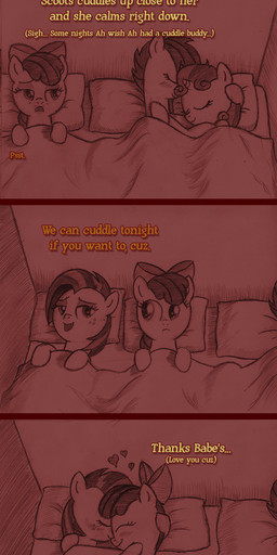 apple_bloom_(mlp) babs_seed_(mlp) cuddling cutie_mark_crusaders_(mlp) equine female friendship_is_magic horn horse hug jaxonian lesbian mammal my_little_pony pegasus pony scootaloo_(mlp) sleeping sweetie_belle_(mlp) unicorn wings
Rating: Safe
Score: 9
User: darknessRising
Date: February 24, 2014