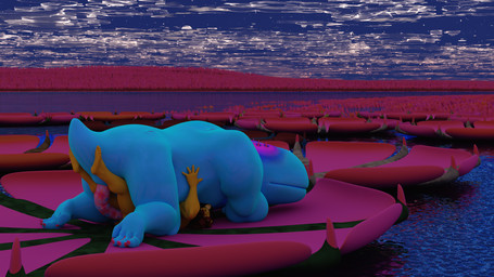 anal animal_genitalia anthro biped black_sclera blue_body claws cloaca cloacal_penis cloud duo eyeless forest genitals grass hole_(anatomy) lake lily_pad male male/male mane muscular muscular_anthro muscular_male night nude outside penetration penis plant sex size_difference sky tree malaguetista mast_(mhy) rifv felid kinpota lion mammal maraso matanu pantherine roshenon 16:9 2025 3d_(artwork) blender_(artwork) blender_cycles_(artwork) digital_media_(artwork) hi_res widescreen