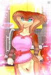 anthro apode apron apron_only blush bodily_fluids bottomless bow_(feature) bow_apron bow_in_front breasts brown_inner_pussy brown_pussy clothed clothing clothing_bow come_here command dialogue female genital_fluids genitals heart_symbol humanoid_genitalia humanoid_pussy hypnosis hypnotizing_viewer kitchen legless looking_at_viewer mind_control mostly_nude multicolored_pussy non-mammal_breasts pussy questioning_tone ringed_eyes serpentine snake_hood solo sparkles speech_bubble spiral_eyes talking_to_viewer term_of_endearment text tongue tongue_out translucent_speech_bubble two_tone_pussy vaginal_fluids waist_bow roadiesky x-com draconcopode naga reptile scalie snake viper_(x-com) english_text hi_res