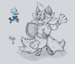 ambiguous_gender anthro clothed clothing determined partially_clothed pose sketchy solo standing toony tad nintendo pokemon dewott generation_5_pokemon mammal mustelid pokemon_(species) 2018 digital_media_(artwork) hi_res monochrome pinup shaded