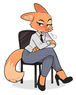 anthro beaded_bracelet beaded_jewelry beaded_necklace beads biped black_clothing black_footwear black_high_heels black_necktie black_shoes blush bottomwear bracelet breath business_suit chair cheek_tuft claws clothed clothed_anthro clothed_female clothing collared_shirt countershade_face countershading crossed_arms crossed_legs dipstick_tail dress_shirt eyebrow_piercing eyebrows eyelashes facial_piercing facial_tuft female female_anthro finger_claws fingers footwear frown fully_clothed fully_clothed_anthro fully_clothed_female fur furniture green_eyes grey_bottomwear grey_clothing grey_pants high_heels impatient inner_ear_fluff jewelry long_tail looking_at_viewer markings narrowed_eyes necklace necktie on_chair orange_body orange_fur orange_tail pants piercing pink_nose pivoted_ears raised_eyebrow shirt shoes simple_background sitting sitting_on_chair solo suit tail tail_markings topwear tuft white_background white_clothing white_shirt white_topwear jayrnski dreamworks the_bad_guys diane_foxington canid canine fox mammal absurd_res hi_res signature