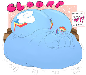 barrel belly big_belly big_butt big_cheeks black_eyebrows blobby blue_body blue_wings blush burping butt chubby_cheeks cutie_mark dialogue eyebrows eyelashes female feral glorp hair huge_belly huge_butt huge_cheeks hyper hyper_belly hyper_butt immobile looking_at_viewer morbidly_obese morbidly_obese_female morbidly_obese_feral motion_lines multicolored_hair multicolored_tail obese obese_female obese_feral onomatopoeia open_mouth open_smile overweight overweight_female overweight_feral pink_eyes pink_mouth pink_tongue rainbow_hair rainbow_tail smile smiling_at_viewer solo sound_effects speech_bubble tail text tongue weight_gain wings graphene sirmasterdufel friendship_is_magic hasbro my_little_pony rainbow_dash_(mlp) equid equine horse mammal pony 2026 absurd_res colored digital_media_(artwork) english_text hi_res shaded