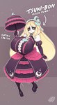 alternative_fashion anthro big_breasts blonde_hair boots breasts clothing dress eyeshadow female footwear goth gothic_lolita hair j-fashion lolita_(fashion) makeup shoes solo text umbrella secretly_saucy tsuki-bon_(secretly_saucy) tsuki_bon_(jund_wabbit) lagomorph leporid mammal rabbit 2022 hi_res