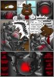 anthro anthro_on_anthro bear clothing comic dialogue dominant dominant_male duo english_text felid hi_res latex lion lock_bulge lock_symbol male male/male mammal master_buns mind_control muscular muscular_male orgasm_denial pantherine pecs rubberbuns speech_bubble submissive submissive_male text wildfire_(rubberbuns)