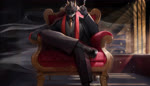 5_fingers black_clothing black_suit chair cigar claws clothing eyewear fingers footwear front_view furniture grey_body grin holding_cigar holding_object horn inside leather_shoes looking_at_viewer male on_chair red_scarf scarf shoes sitting sitting_on_chair smile smoke suit sunglasses unknown_artist mythology rockwell_613 dragon mythological_creature mythological_scalie scalie 2d_animation absurd_res animated hi_res high_framerate huge_filesize loop motion_tweening no_sound short_playtime webm