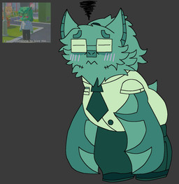 accessory anthro bent_legs bent_over blush blush_lines bodily_fluids eye_bags eyes_closed eyewear fluffy flustered frown furrowed_eyebrows glasses grey_background hair head_tuft inner_ear_fluff lying male neck_tuft necktie office_clothing on_back pockets ponytail simple_background slightly_chubby solo stubble text thick_thighs tired tired_eyes tuft wearing_glasses hjtheartist tomodachi_life ralph_(winterp1nes) bat mammal 2026 absurd_res colored digital_drawing_(artwork) digital_media_(artwork) english_text hi_res