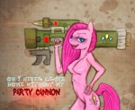 anthro anthrofied breasts cannon female gun hair holding_gun holding_object holding_ranged_weapon holding_weapon nuke party party_cannon quote ranged_weapon solo straight_hair viscous weapon xxpoizenxx friendship_is_magic hasbro my_little_pony flow pinkamena_(mlp) pinkie_pie_(mlp) earth_pony equid equine horse mammal pony crossover hi_res