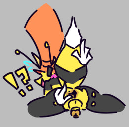 anus arthropod_abdomen balls big_hat blush bottomwear butt clothing disembodied_hand embarrassed genitals hat headgear headwear interrobang male pants penis rear_view solo spread_butt spreading torn_bottomwear torn_clothing torn_pants poundfulpanda bee_boy_(poundfulpanda) arthropod bee hymenopteran insect colored low_res