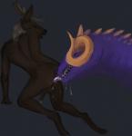 2017 anal anthro anthro_on_feral antlers anus_lick backsack balls bestiality black_background bodily_fluids brown_balls brown_body brown_fur brown_penis brown_skin butt cervine conditional_dnp curved_horn deer digital_media_(artwork) dradmon dragon dripping drooling duo elk erection feral fur gavin_(dradmon) genital_fluids genitals hi_res horn interspecies larger_male licking looking_back male male/male male_on_feral mammal mythological_creature mythological_scalie mythology neck_tuft nude open_mouth oral penis precum purple_body purple_skin red_eyes rimming saliva saliva_string scalie sex sharp_teeth simple_background size_difference smaller_male spikes teeth tongue tongue_out tuft wingless_dragon zuul_(ulfhednar)