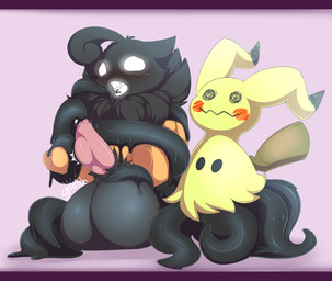 ambiguous_gender animal_genitalia animal_penis balls balls_expansion big_balls black_goo blush bulge corruption cute_fangs duo erection expansion fangs feral fur genital_expansion genitals glowing glowing_eyes growth huge_balls hyper hyper_balls hyper_genitalia inflation male male/ambiguous nude open_mouth penetration penis simple_background slime tapering_penis teeth tentacles urethral urethral_bulge urethral_penetration camychan nintendo pokemon generation_6_pokemon generation_7_pokemon mimikyu pokemon_(species) pumpkaboo 2016 hi_res letterbox