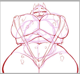 2_horns anthro areola areola_slip big_breasts breasts camel_toe clothed clothing construction_lines crossed_arms curvy_figure female horn huge_breasts looking_at_viewer looking_down looking_down_at_viewer low-angle_view mature_anthro mature_female narrowed_eyes navel nipple_dip nipple_outline one-piece_swimsuit open_mouth open_smile skimpy slightly_chubby sling_bikini smile solo swimwear thick_thighs voluptuous wide_hips lubos undertale_(series) toriel boss_monster_(undertale) bovid caprine mammal digital_drawing_(artwork) digital_media_(artwork) sketch