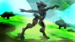 big_butt blue_sky butt curvy_figure dancing grass green_background machine male plant simple_background sky solo tree whimsical wide_hips kknssd knightrider protogen 16:9 4k absurd_res hi_res widescreen