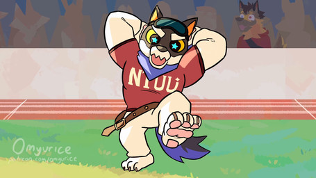 american_football anthro anus apron apron_only armpit_hair ball bench black_briefs black_clothing black_footwear black_shoes black_underwear blue_apron blue_ascot blue_body blue_clothing blue_fur blue_sclera blush bodily_fluids body_hair bottomwear briefs brown_body brown_fur bulge charging cheering clenched_teeth clothing detailed_bulge dialogue door duo erection erection_under_clothing erection_under_pants eyewear floppy_ears folded_ears football_field football_jersey football_player footwear fur genital_fluids genitals glasses gloves_(marking) goggles green_helmet grey_body grey_clothing grey_footwear grey_fur grey_shoes gridiron_ball hangar headgear headwear heart_symbol highlights_(coloring) holding_object holding_spatula holding_tool jacket larger_anthro larger_male laundry_basket locker locker_room locking_door low-angle_view male markings mascot mascot_costume multicolored_body multicolored_fur musclegut muscular muscular_anthro muscular_male nipples on_bench on_ground orange_body orange_fur orange_highlights orange_sclera outside pants pecs penis penis_against_nose penis_on_lips pinned pinned_to_wall poster precum presenting presenting_anus pubes purple_highlights red_clothing red_shirt red_topwear running shirt shocked shoes sitting sitting_on_bench size_difference smaller_anthro smaller_male spatula sport stadium standing tan_body tan_fur teeth text toeless_footwear toeless_shoes tools topwear towel towel_only two_tone_body two_tone_fur underwear undressing vein veiny_penis white_body white_bottomwear white_clothing white_fur white_pants window worm's-eye_view omyurice sound_warning bluewriterpanda_(va) bovine_retro_(va) itch.io patreon subscribestar xxl_woofia famido_(xxl_woofia) ricano canid canine canis domestic_dog felid feline german_shepherd herding_dog husky mammal murid murine nordic_sled_dog pastoral_dog rat rodent spitz wolf 16:9 2026 animated artist_name credits hi_res huge_filesize long_playtime sound url video widescreen