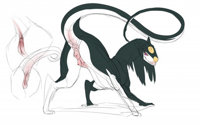 animal_genitalia animal_vulva bedroom_eyes black_body black_hair butt eyeliner female feral genitals hair long_tail looking_at_viewer looking_back magenta_eyes makeup multicolored_body narrowed_eyes pink_sclera presenting presenting_hindquarters quadruped raised_tail seductive simple_background slim solo tail tailbutt teats vulva white_body shebeast mythology aquatic aquatic_dragon dragon mythological_creature mythological_scalie scalie slitherin 2022 digital_drawing_(artwork) digital_media_(artwork) sketch