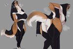 anthro areola big_breasts big_butt biped black_clothing black_legwear black_thigh_highs breasts brown_body brown_fur butt clothing female fur garter_straps grey_background habit heart_symbol legwear low-angle_view multicolored_body multicolored_fur neck_tuft nun presenting presenting_hindquarters simple_background smile solo thigh_highs tuft two_tone_body two_tone_fur white_body white_fur wide_hips lvlirror canid canine canis collie domestic_dog herding_dog mammal pastoral_dog rough_collie sheepdog 2023 absurd_res digital_media_(artwork) hi_res