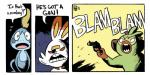 ambiguous_gender dialogue gun he's_got_a_gun holding_gun holding_object holding_ranged_weapon holding_weapon humor parody ranged_weapon starter_trio text weapon western_comics_(style) scruffyturtles hellboy_(series) is_that_a_monkey nintendo pokemon generation_8_pokemon grookey lagomorph mammal pokemon_(species) primate reptile scalie scorbunny sobble 2019 2:1 absurd_res comic crossover english_text hi_res meme