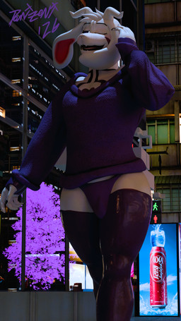 anthro city city_background clothed clothing gloves hair handwear horn legwear looking_at_viewer male one_eye_closed panties solo sweater thigh_highs topwear underwear walking white_body white_hair wink domizoni okamical_(modeler) undertale undertale_(series) asriel_dreemurr_(god_form) bovid caprine goat mammal 2026 3d_(artwork) 9:16 blender_(artwork) blender_cycles_(artwork) digital_media_(artwork) hi_res