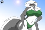 anthro big_breasts bikini breasts clothing eyewear female huge_breasts small_head solo sun sunglasses swimwear two-piece_swimsuit chrisandcompany kelsey_sienna mammal mephitid skunk 3:2 hi_res