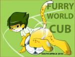 anthro anus backsack ball balls butt convenient_censorship genitals humor looking_at_viewer male mascot penis presenting presenting_hindquarters pun shota soccer_ball solo world_cup young young_anthro young_male harumi fifa zakumi cheetah felid feline mammal digital_media_(artwork)