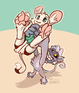black_sclera blue_body blue_fur fur green_eyes paws white_body white_fur yellow_eyes animancer aevsmonki luck_(animancer) dipodid haplorhine jerboa mammal monkey primate rodent 2025 hi_res