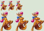 big_breasts boxing_gloves breasts clothing eyeshadow female handwear lipstick makeup pouch_(anatomy) ribbons solo casetermk kangaroo_(video_game) katy_(kangaroo) kangaroo macropod mammal marsupial alpha_channel digital_media_(artwork) pixel_(artwork)