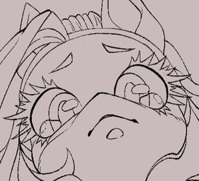 anthro bodily_fluids female hair looking_at_viewer simple_background solo tears skiddioop my_hero_academia ippan_josei humanoid quirked_human_(my_hero_academia) aliasing digital_media_(artwork) low_res