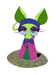 anthro big_ears big_eyes biped black_nose blue_clothing blue_headwear cloak clothed clothed_anthro clothed_female clothing ear_piercing ear_ring eyelashes eyeshadow female female_anthro fur glistening glistening_eyes green_body green_ears green_eyes green_fur green_inner_ear headgear headwear lidded_eyes long_eyelashes makeup outline piercing pupils purple_cloak purple_clothing purple_eyeshadow ring_piercing simple_background snout solo standing white_background white_outline yellow_piercing maddeku cartoon_network courage_the_cowardly_dog shirley_the_medium canid canine canis chihuahua domestic_dog mammal toy_dog 2023 3:4 colored digital_drawing_(artwork) digital_media_(artwork) full-length_portrait hi_res portrait