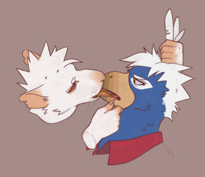anthro anthro_on_anthro beak blue_body blue_feathers brown_background disgust disgusted_face duo feathers forced forced_kiss french_kissing fur head_grab head_only kissing male male/male male_anthro notched_ear open_beak open_mouth recoil simple_background tongue tongue_out white_body white_feathers white_fur contort_desire toilet_(contort_desire) avian bird galliform mammal murid murine peafowl phasianid rat rodent headshot_portrait hi_res portrait