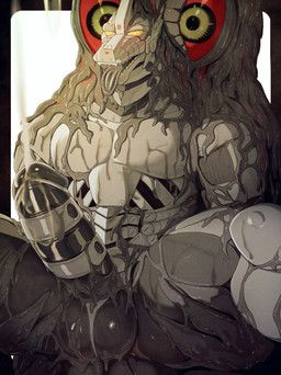 anal anal_penetration balls black_body black_tongue bodily_fluids chair_position circumcised cum cum_drip dripping duo ejaculation erection fangs from_behind_position front_view genital_fluids genitals grey_body looking_pleasured machine male male/male mecha mechanical_penis messy on_lap penetration penis red_eyes sex sitting slime slime_sex spread_legs spreading teeth thick_thighs tongue tongue_out yellow_eyes vo7gu46xduh36 godzilla_(series) toho hedorah kiryu_(godzilla) mechagodzilla goo_creature kaiju mechanical_dragon robot hi_res