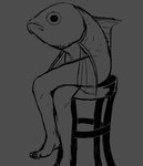 ambiguous_gender bald barefoot crossed_legs dorsal_fin feet fin furniture gills grey_background humanoid_feet nude pectoral_fin plantigrade scales simple_background sitting solo split_form stool three-quarter_view toes what dreamscreep mermay animal_humanoid fish fish_humanoid humanoid marine marine_humanoid merfolk reverse_mermaid absurd_res digital_media_(artwork) greyscale hi_res monochrome portrait procreate_(artwork) sketch