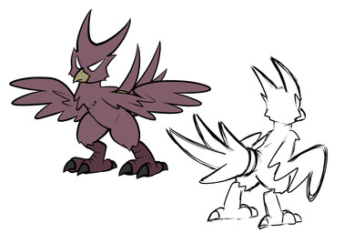 ambiguous_gender beak biped brown_eyes feathered_wings feathers feet feral front_view mouth_closed rear_view simple_background solo tail tail_feathers talons toes toony white_background white_eyes wings virmir avian 2025 absurd_res hi_res model_sheet