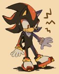 5_fingers anthro biped black_nose bodily_fluids clothing fingers footwear gloves handwear male mouth_closed pupils shoes simple_background solo sweat sweatdrop tail white_sclera flavia-elric sega sonic_the_hedgehog_(series) shadow_the_hedgehog 2022 digital_media_(artwork) hi_res