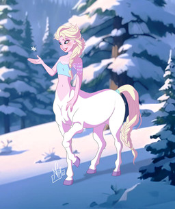 alternate_species blonde_hair blue_clothing blue_eyes blue_shirt blue_topwear blurred_background braided_hair braided_tail clothing crop_top female hair hooves long_hair navel outside plant raised_leg shirt snow snowflake solo standing tail topwear tree nippy13 disney european_mythology frozen_(disney) greek_mythology mythology elsa_(frozen) centaur equid equid_taur humanoid_taur mammal mammal_taur taur hi_res