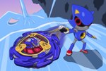 action_pose anthro biped blue_body detailed_background glowing glowing_eyes looking_at_viewer male metal_claws metallic_body motion_blur mouthless pose red_eyes shadow solo speed_lines gunma747j ice_ground beyblade sega sonic_the_hedgehog_(ova) sonic_the_hedgehog_(series) metal_overlord metal_sonic eulipotyphlan hedgehog mammal robot_anthro absurd_res cel_shading hi_res shaded