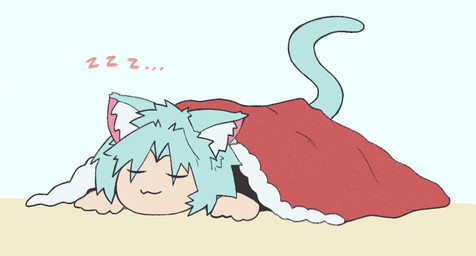 blue_body blue_fur blue_hair chibi eyes_closed female fur hair inner_ear_fluff lying on_front simple_background sleeping smile solo sound_effects tuft under_blanket uwu vowelless vowelless_sound_effect white_background zzz tideripples chia_(tideripples) animal_humanoid cat_humanoid felid felid_humanoid feline feline_humanoid humanoid mammal mammal_humanoid hi_res