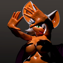 anthro big_breasts blue_eyeshadow breasts eyelashes eyeshadow fangs female glistening glistening_body glistening_skin green_eyes grey_background lipstick looking_at_viewer makeup nails navel nipples nude nude_anthro nude_female open_mouth shadow simple_background solo tan_body teeth wings hunicrio nottanj_(modeler) sega shadow_hands_challenge sonic_the_hedgehog_(series) rouge_the_bat bat mammal 1:1 2026 3d_(artwork) absurd_res digital_drawing_(artwork) digital_media_(artwork) hi_res meme
