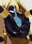 anthro anus big_breasts breasts chain clothing corset cuff_(restraint) drone dronesuit genitals gold_(metal) herm humanoid_genitalia humanoid_penis intersex intravaginal_penis latex latex_clothing latex_skinsuit lingerie lock_symbol penis pussy restrained restraints sackless skinsuit solo tight_clothing topwear milkbearbunny dolly_(milkbearbunny) bear living_sex_doll mammal hi_res