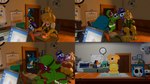 3d_(artwork) absurd_res after_transformation animal_crossing anthro detailed_background digital_media_(artwork) female female/female forced group hi_res humanoid hypnosis isabelle_(animal_crossing) mario_bros mind_control nintendo shyguy sonlink transformation working